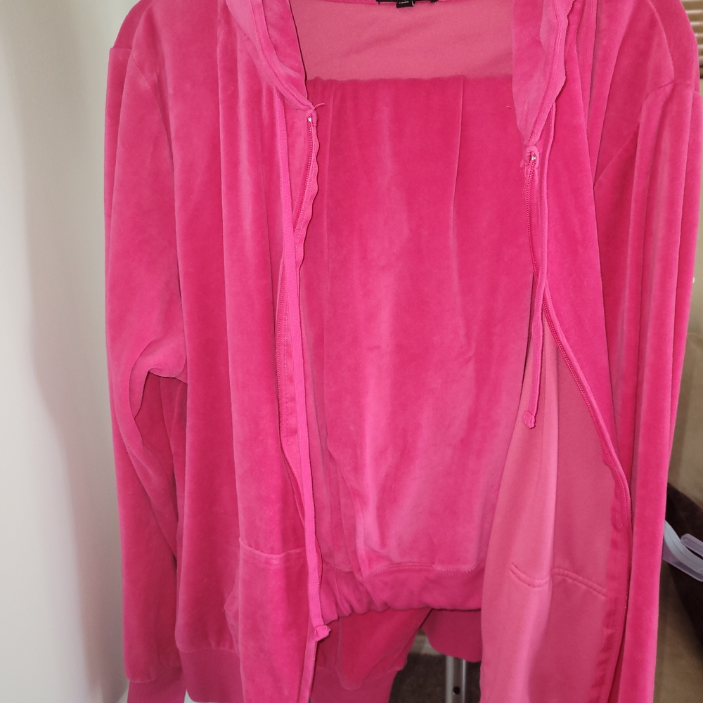 Fashion Nova Hot Pink Velour Jacket And Pants (Sweatsuit)